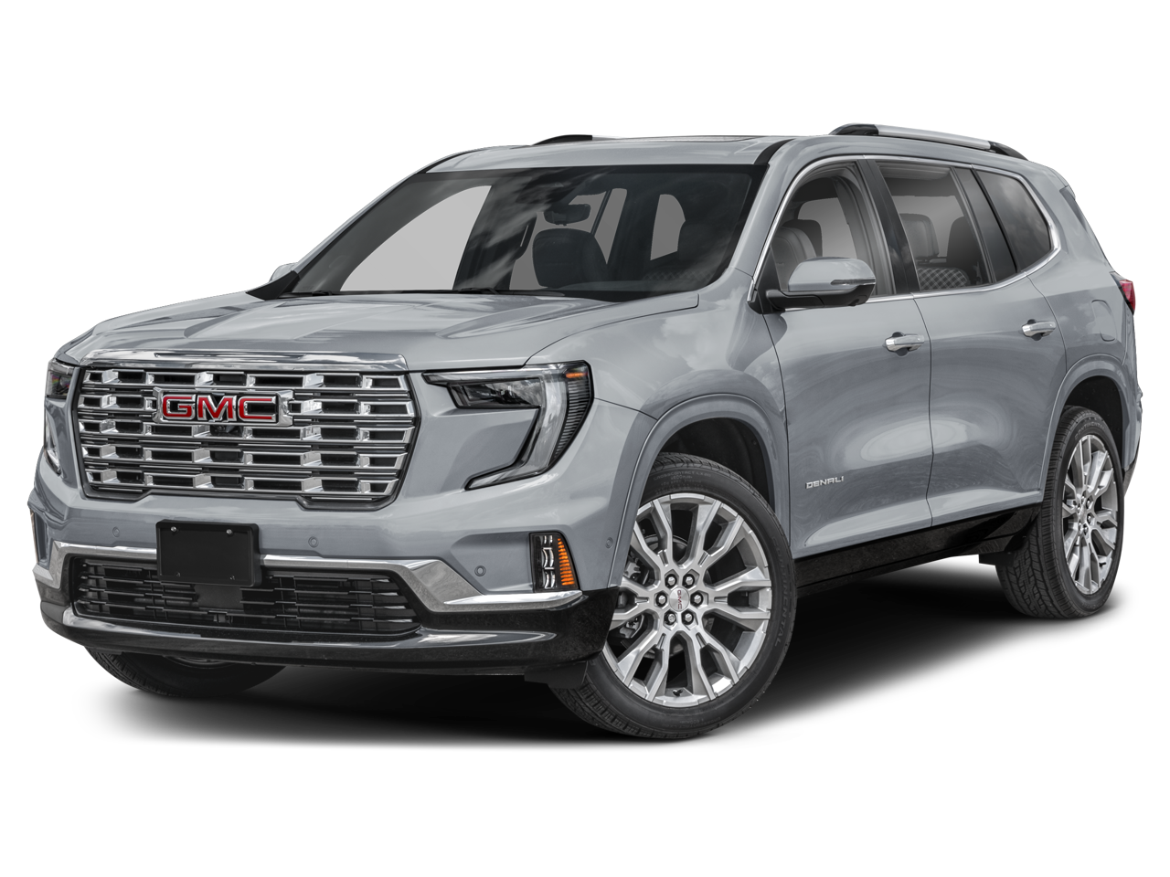 2025 GMC Acadia Denali in White Frost Tricoat — front three-quarter view